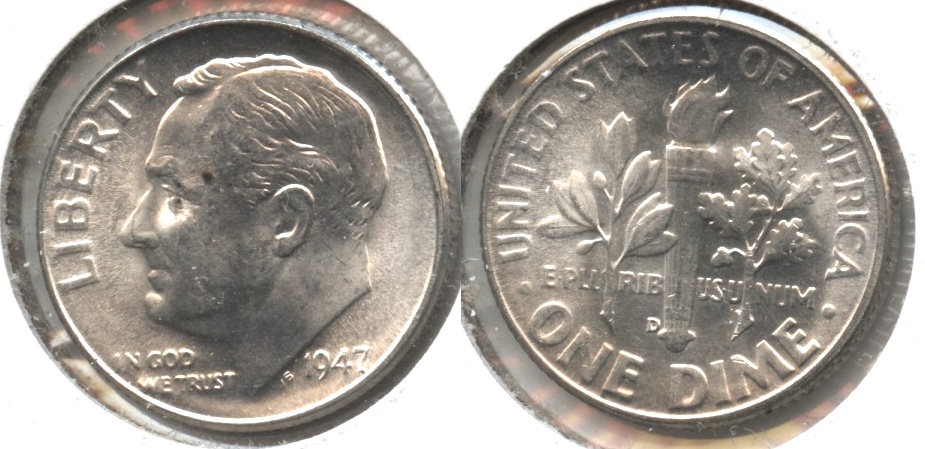 1947-D Roosevelt Dime MS-60