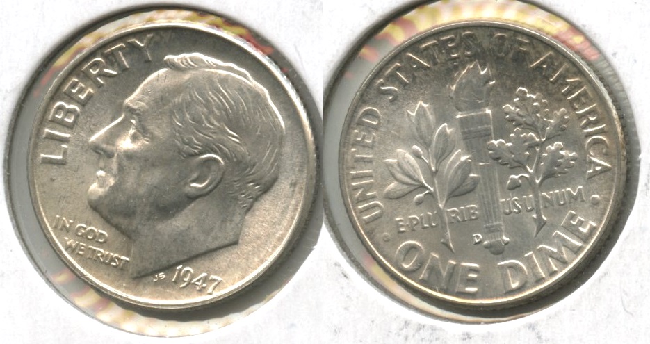 1947-D Roosevelt Dime MS-60 #c
