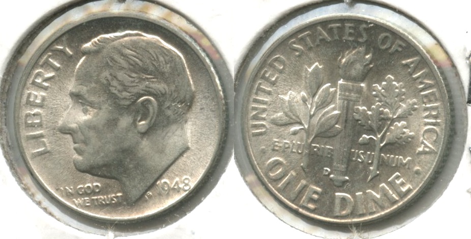 1948-D Roosevelt Dime AU-55
