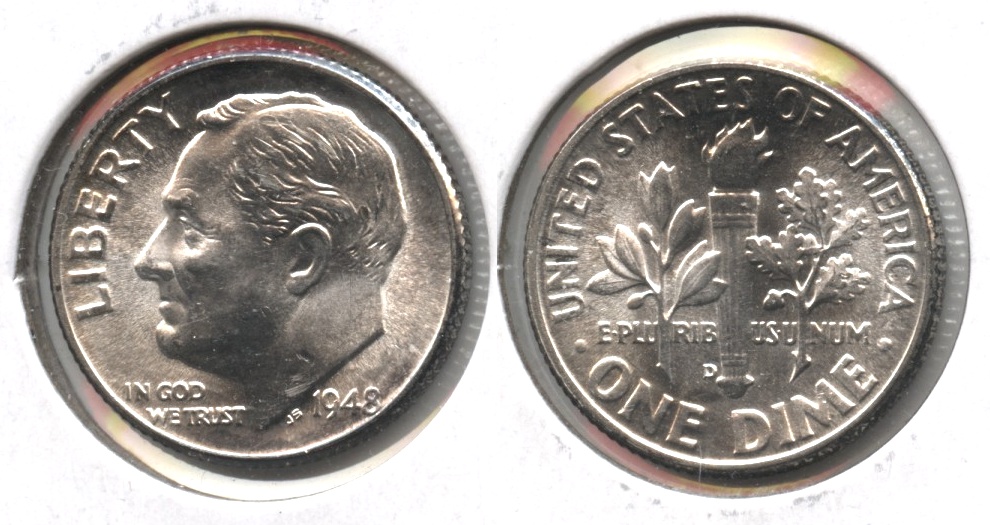 1948-D Roosevelt Dime MS-60 #b