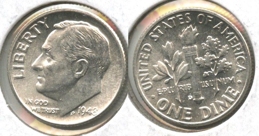 1948-D Roosevelt Dime MS-60 #f