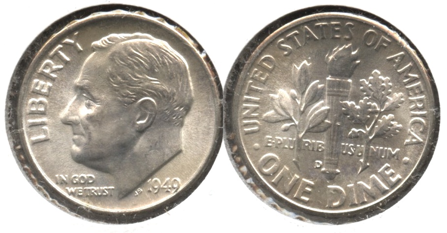 1949-D Roosevelt Dime MS-60 #c