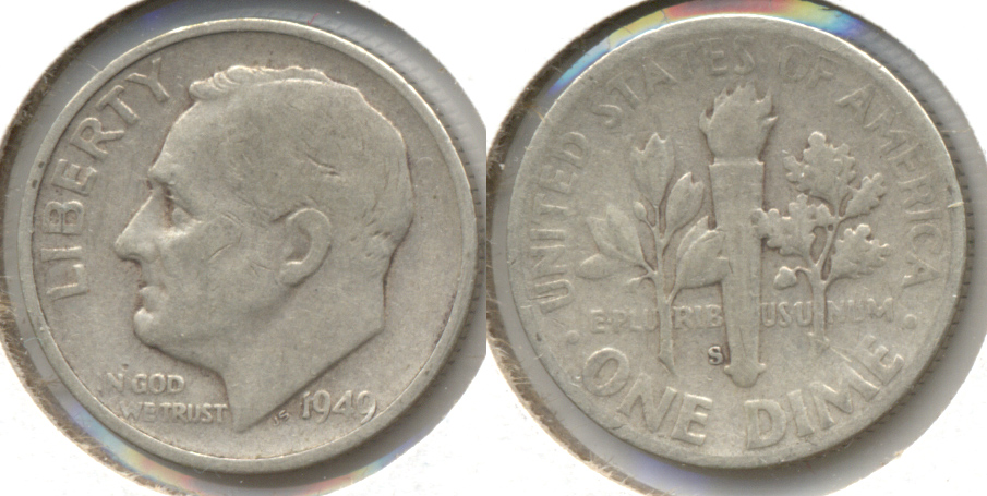 1949-S Roosevelt Dime Good-4