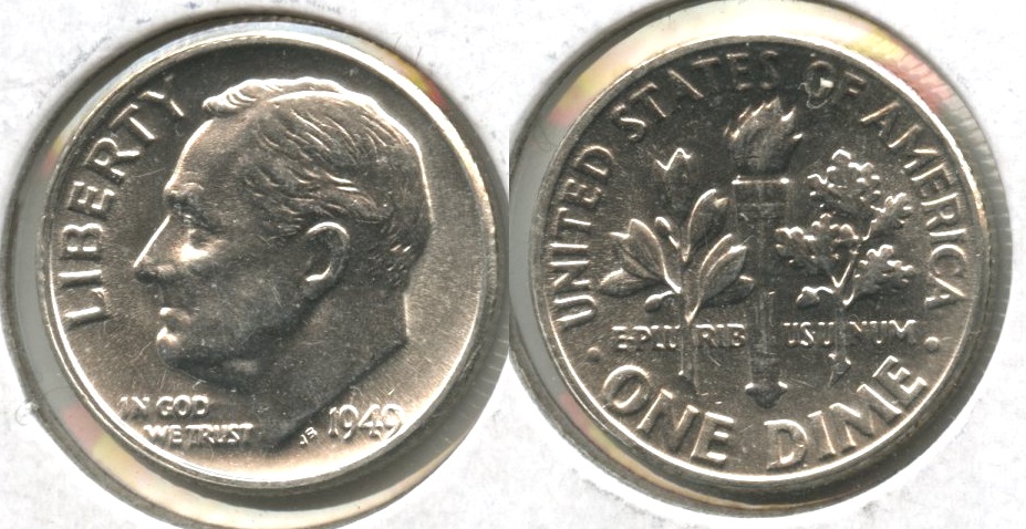 1949 Roosevelt Dime AU-55