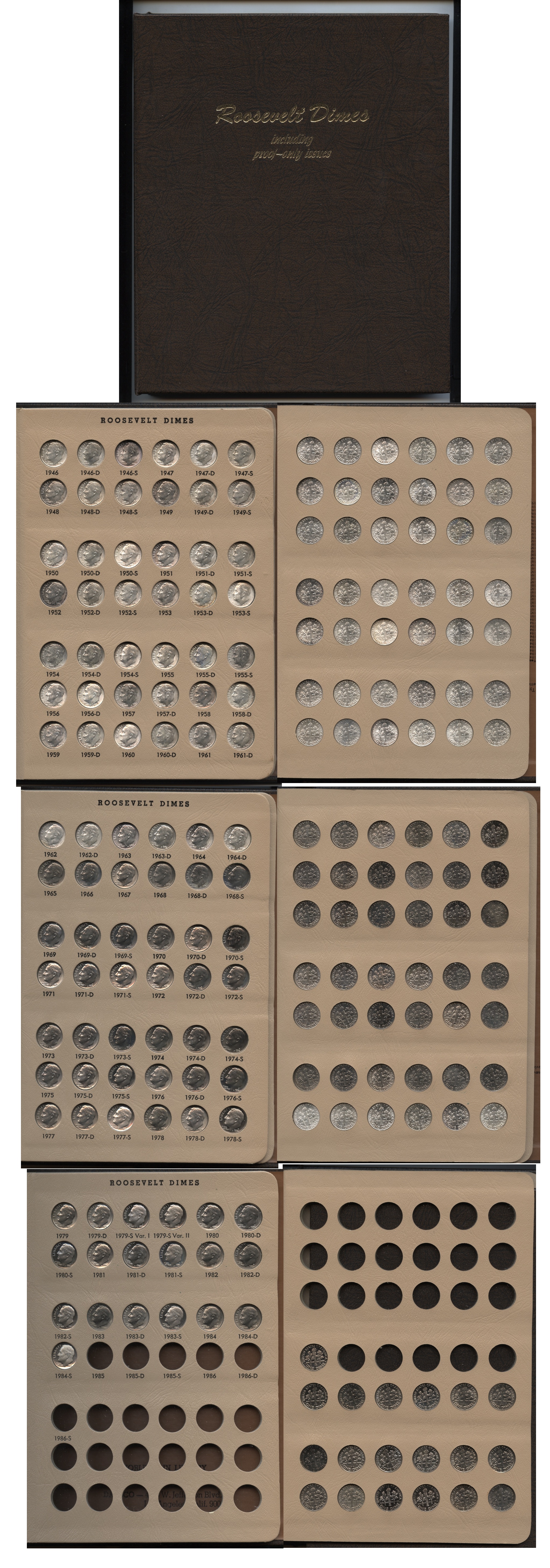 Roosevelt Dime Set 1946 - 1984 PDS AU - Proof