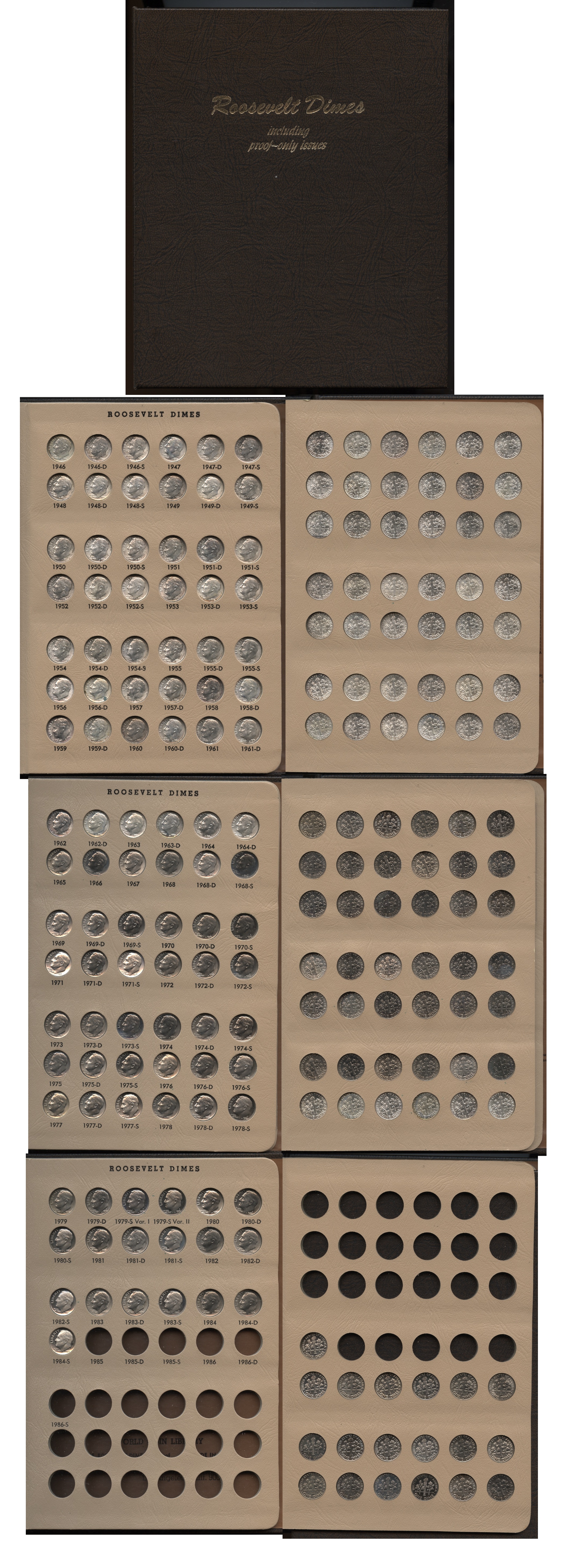 Roosevelt Dime Set 1946 - 1984 PDS AU - Proof #a