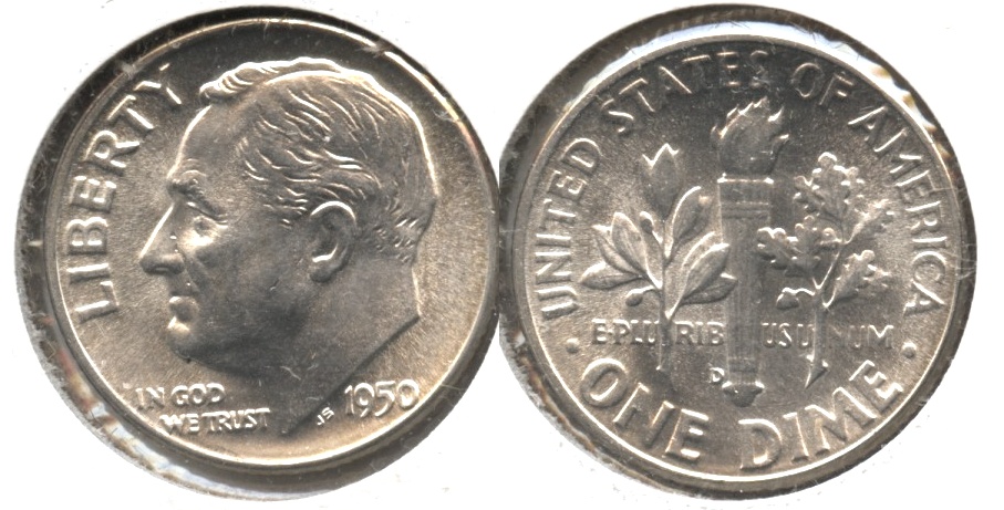 1950-D Roosevelt Dime MS-60