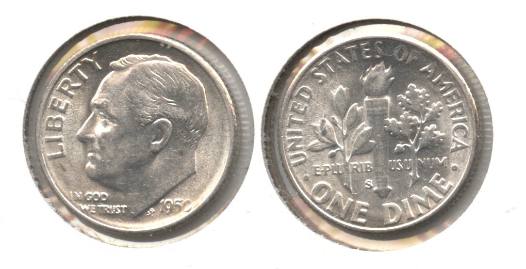 1950-S Roosevelt Dime AU-55