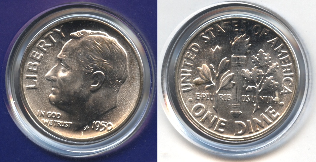 1950 Roosevelt Dime MS-60 #f