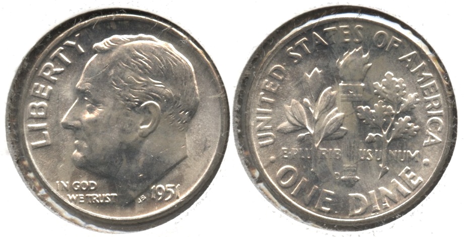 1951-D Roosevelt Dime MS-60 #c