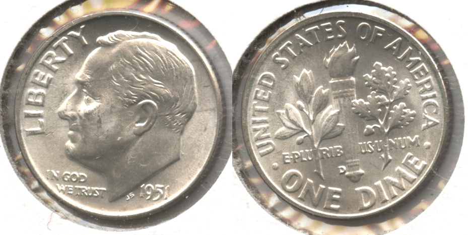 1951-D Roosevelt Dime MS-60 #d