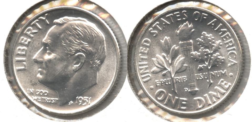 1951-D Roosevelt Dime MS-60 #h