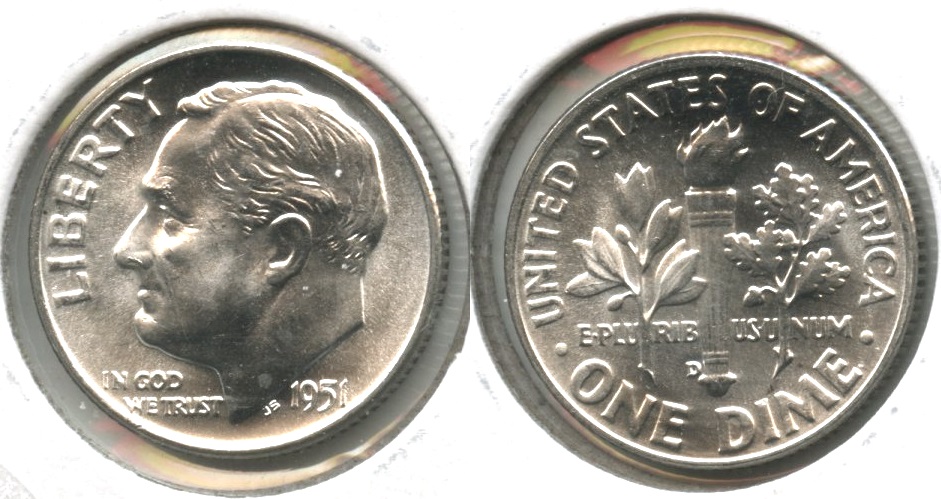 1951-D Roosevelt Dime MS-64 #o