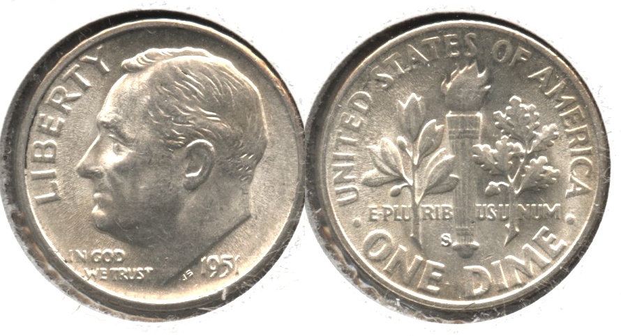 1951-S Roosevelt Dime MS-60 #b