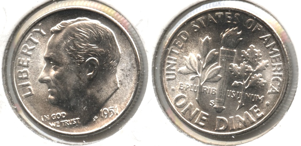 1951-S Roosevelt Dime MS-60 #c