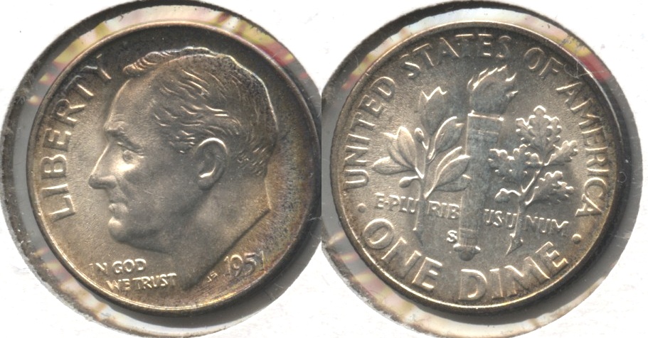 1951-S Roosevelt Dime MS-60 #f