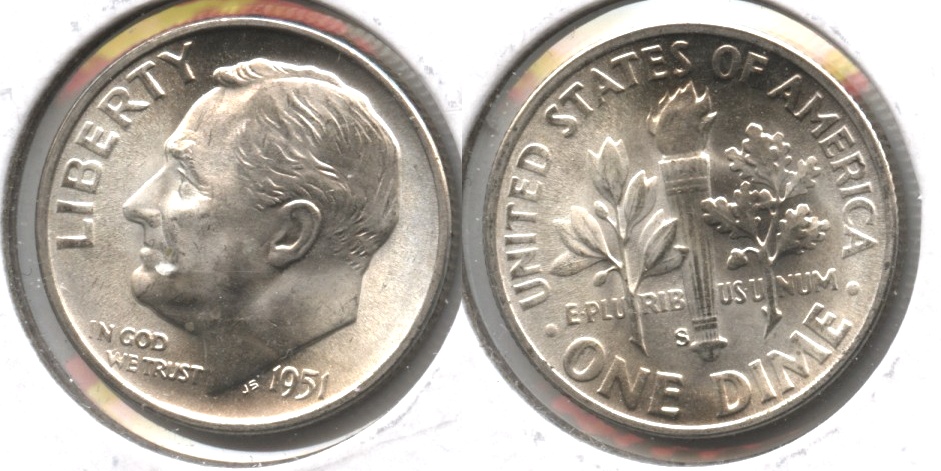 1951-S Roosevelt Dime MS-64 #c