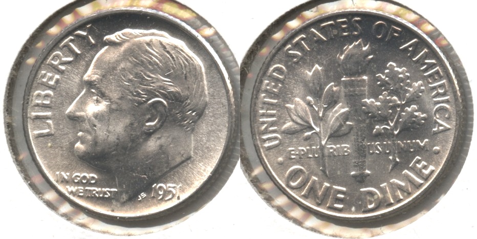 1951 Roosevelt Dime MS-60 #a