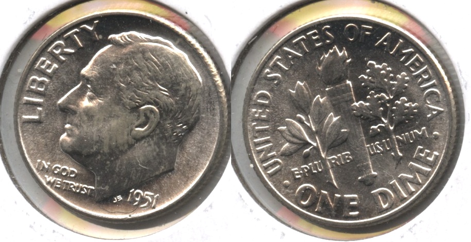 1951 Roosevelt Dime MS-64 #aa