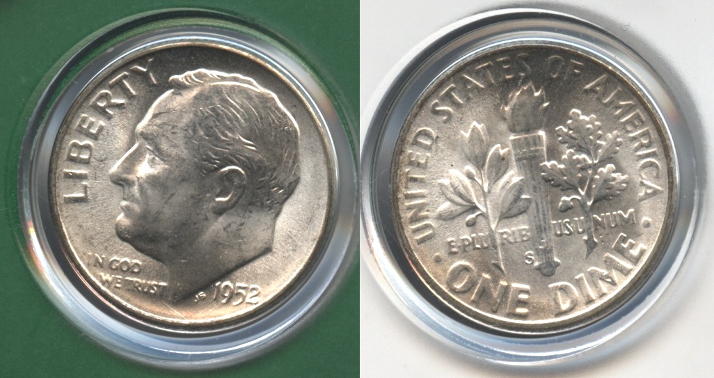 1952-S Roosevelt Dime MS-60 #i