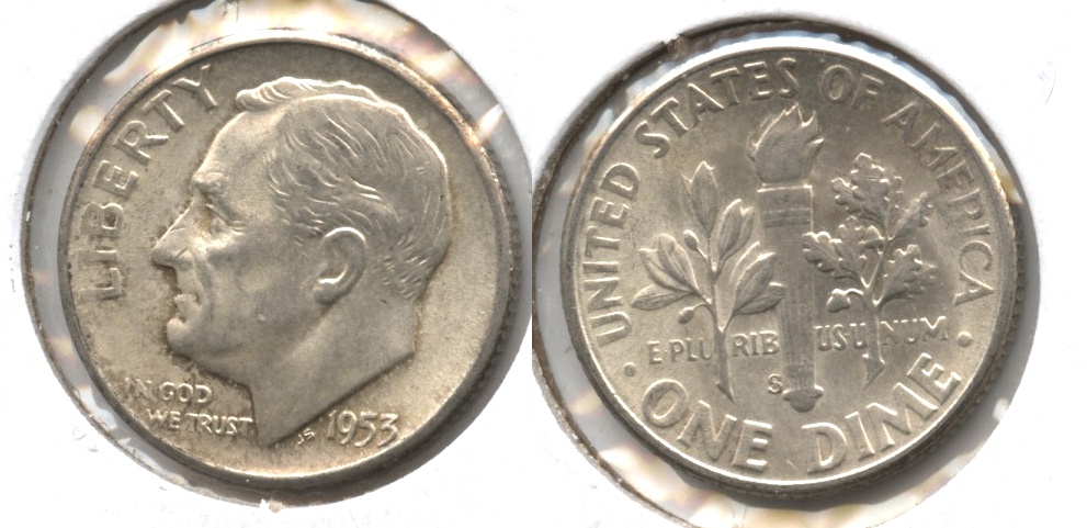 1953-S Roosevelt Dime AU-50