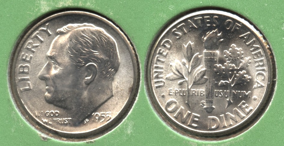 1953-S Roosevelt Dime MS-64 #a