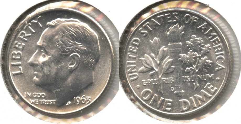 1963-D Roosevelt Dime MS-60 #c