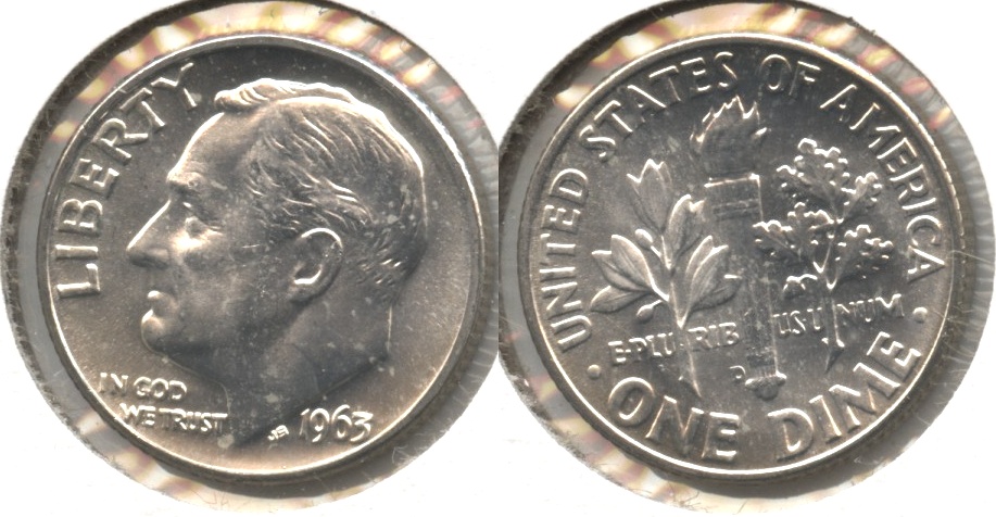 1963-D Roosevelt Dime MS-64 #e