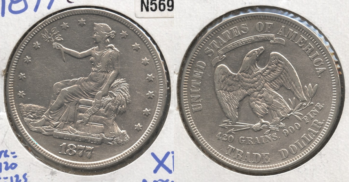 1877 Trade Dollar EF-40 Cleaned