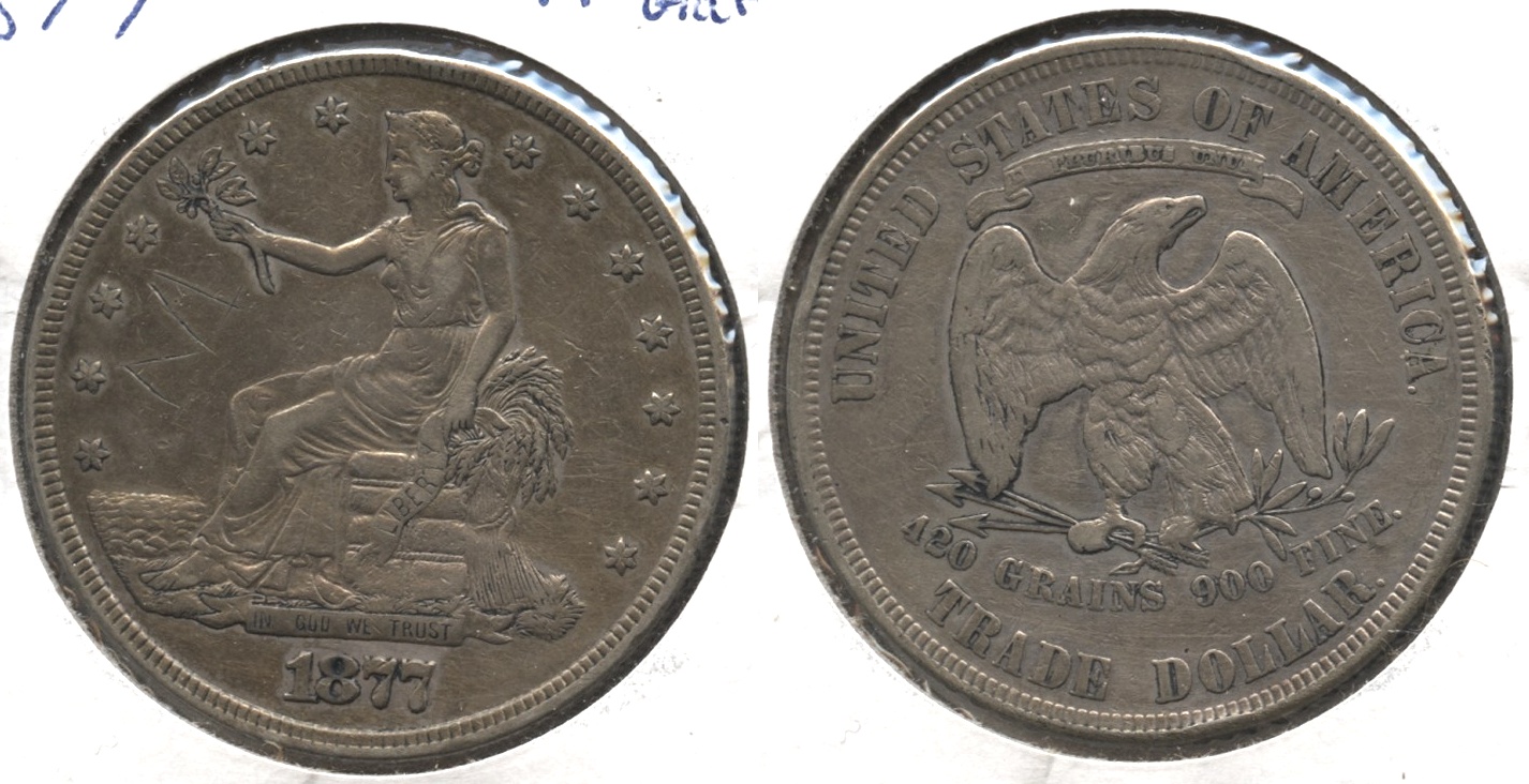 1877 Trade Dollar VF-20 #a Graffiti