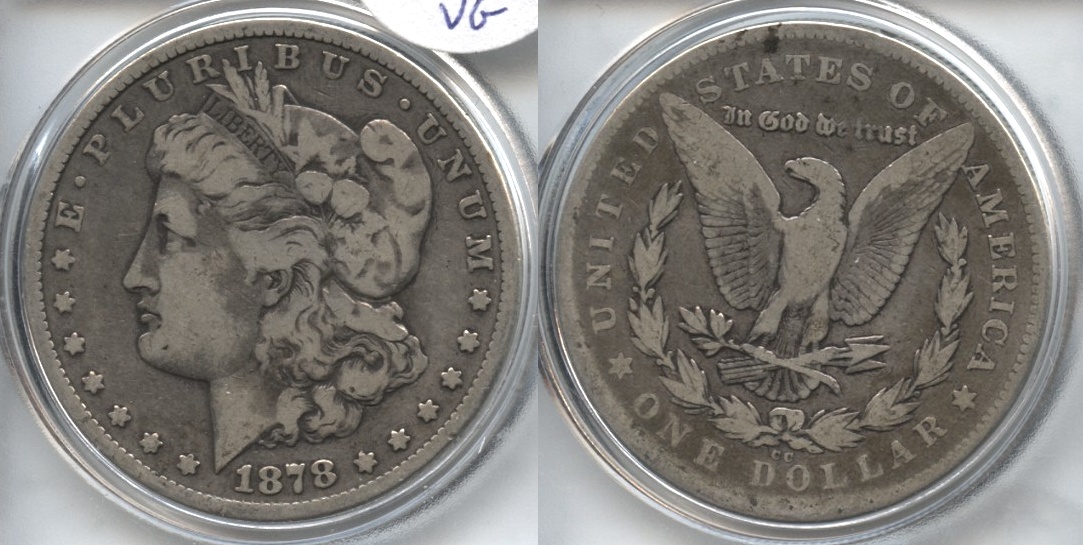 1878-CC Morgan Silver Dollar VG-8 VAM-7 Normal die medium CC