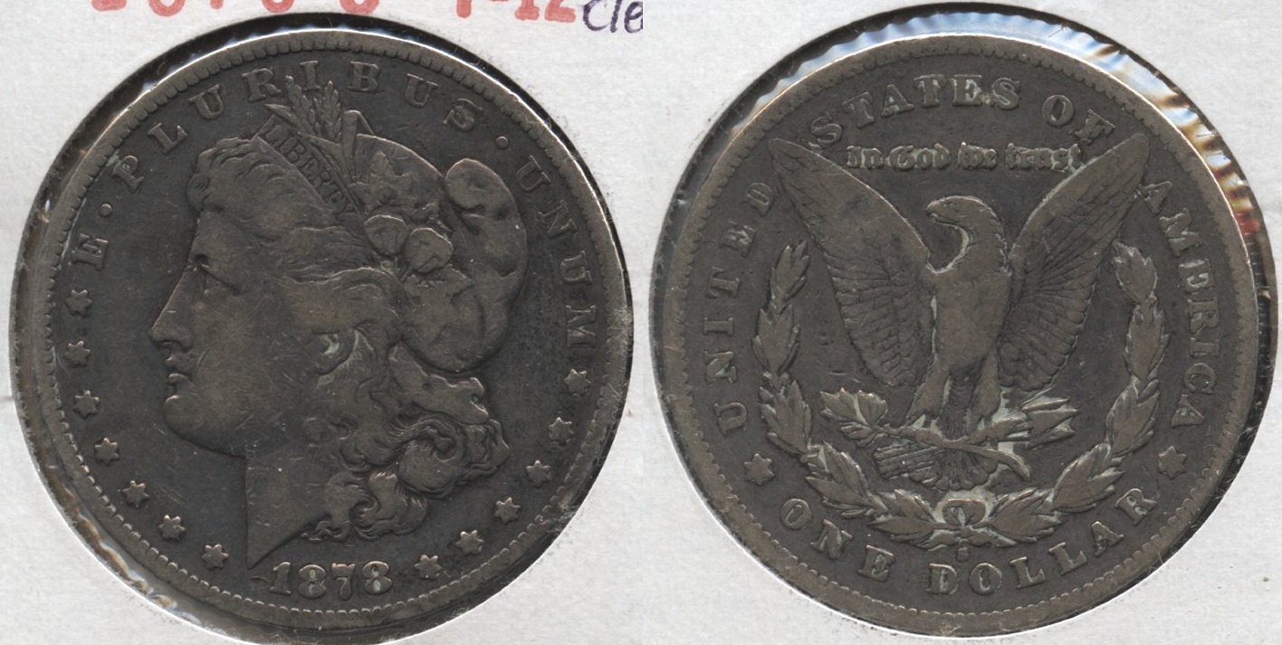 1878-S Morgan Silver Dollar F-12 Old Cleaning