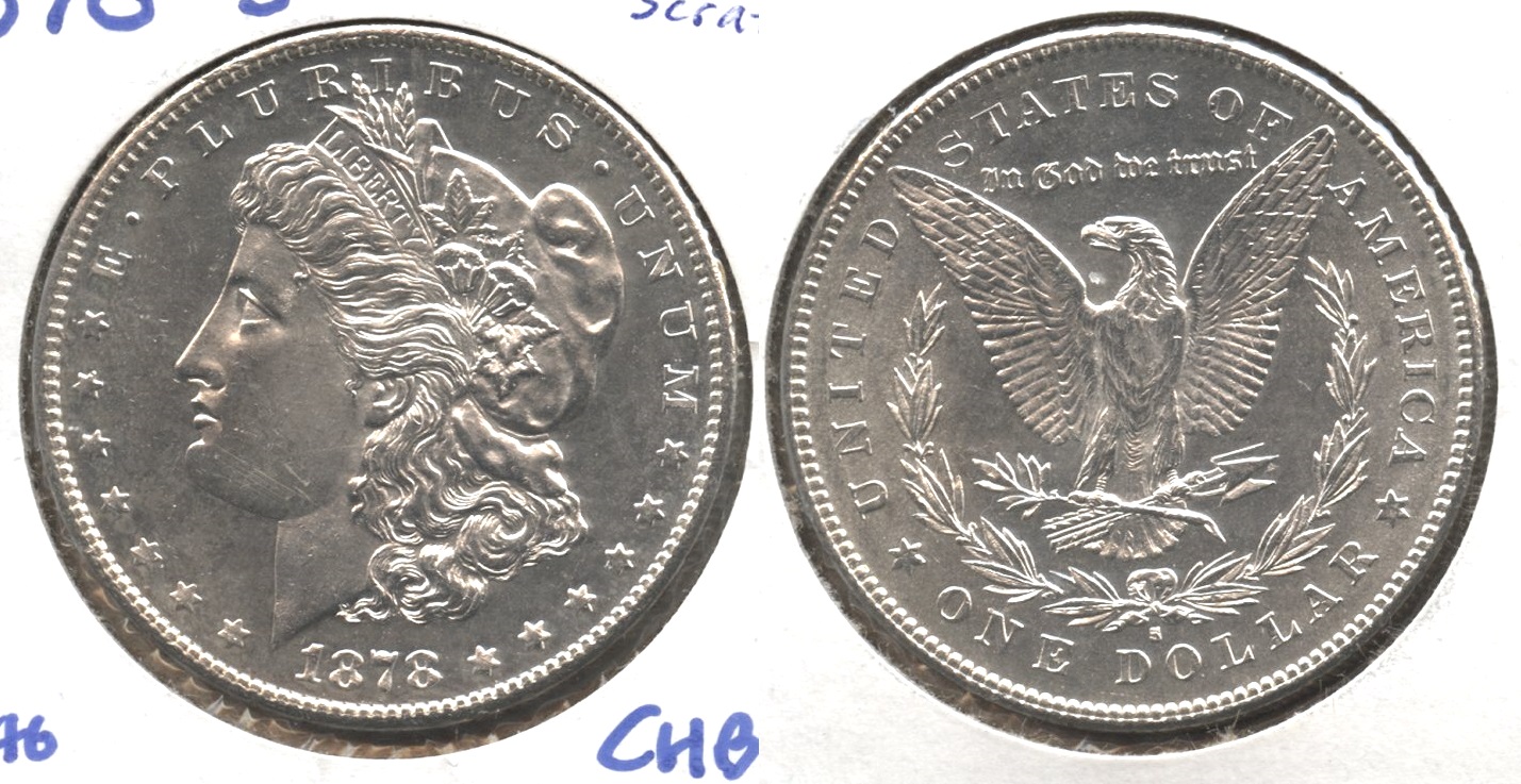 1878-S Morgan Silver Dollar MS-60 #u Obverse Scratch
