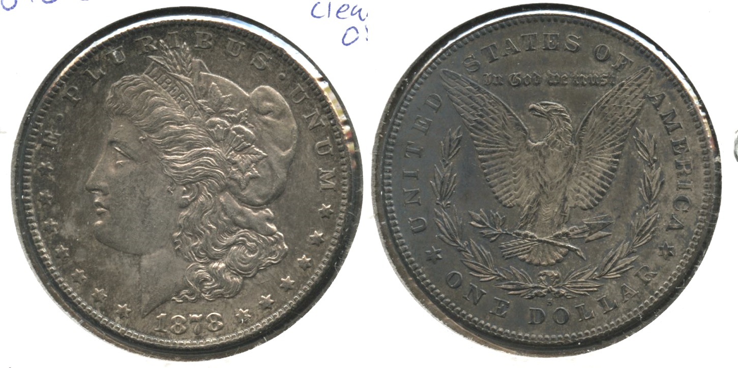 1878-S Morgan Silver Dollar MS-60 #v Cleaned Obverse