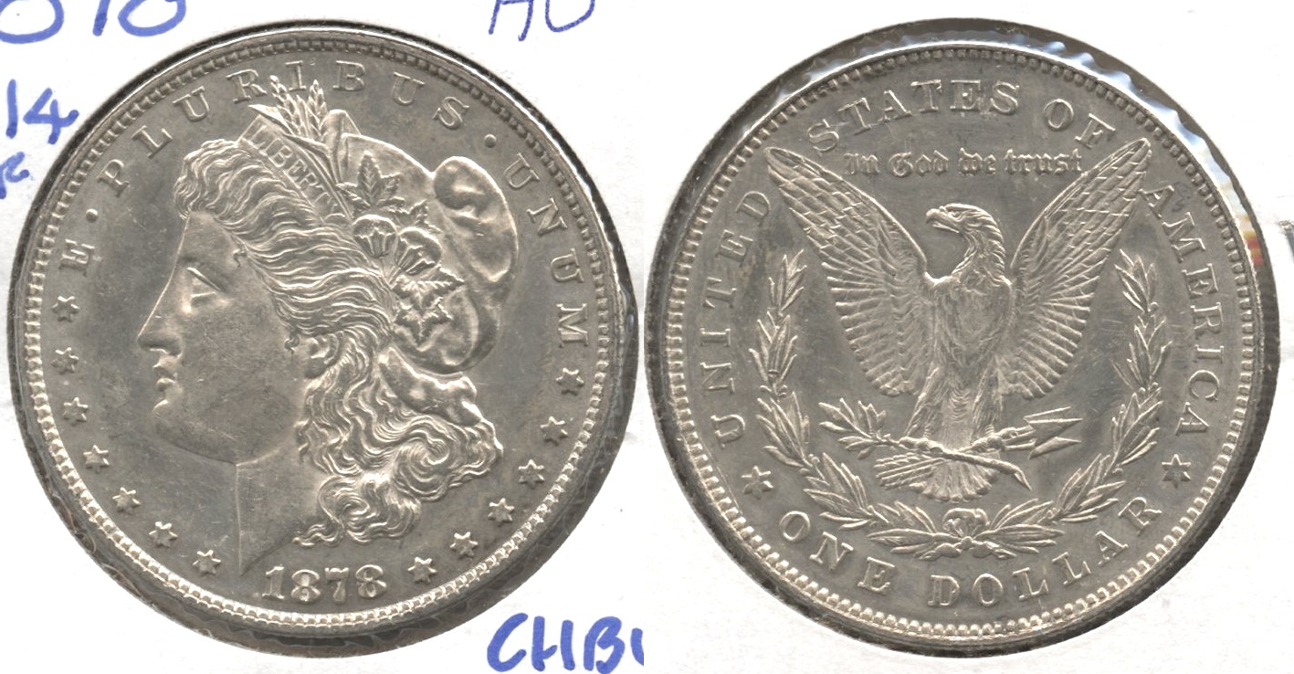 1878 Morgan Silver Dollar 7 over 8 Tailfeathers AU-50 #e