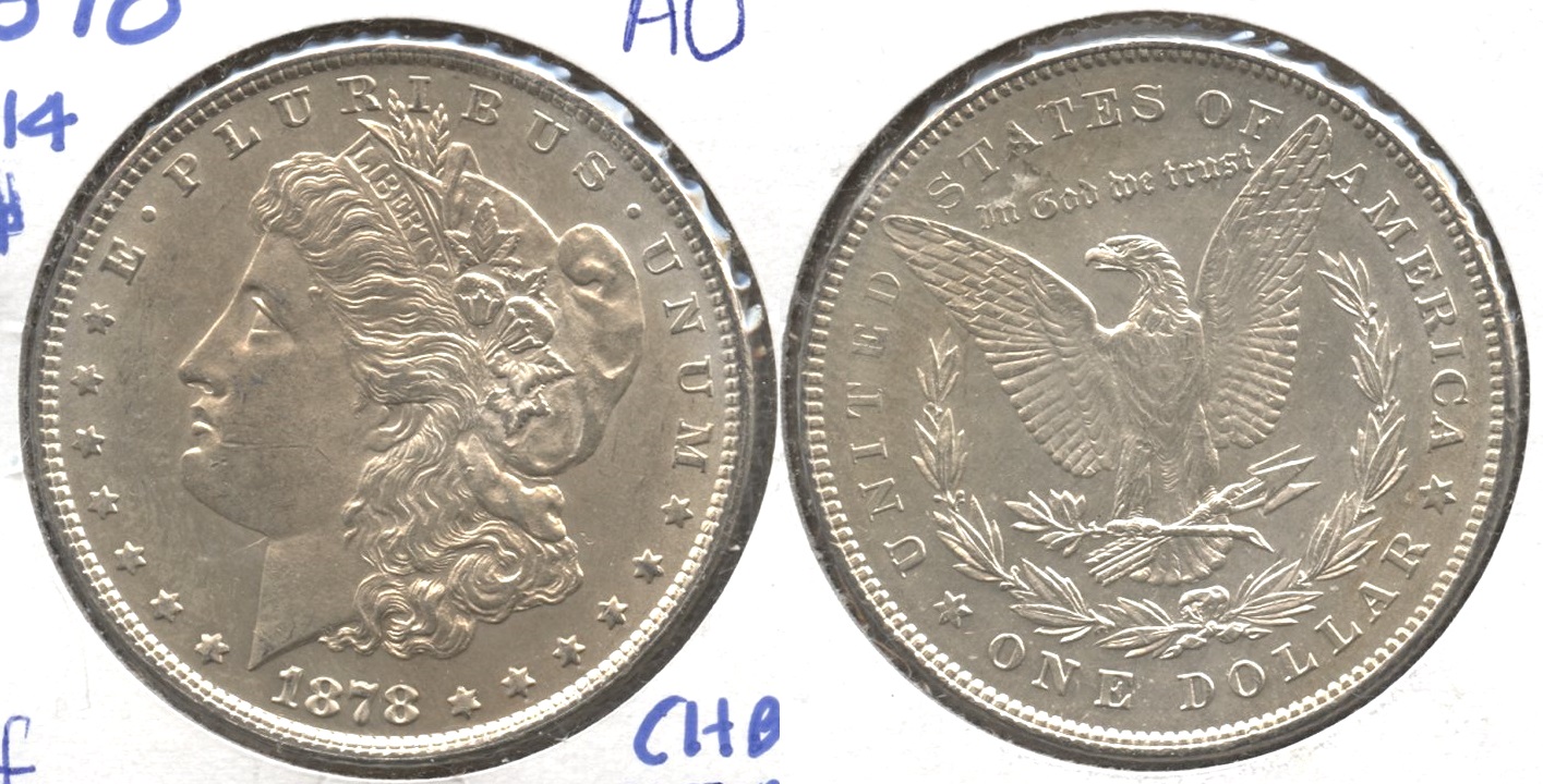 1878 Morgan Silver Dollar 7 over 8 Tailfeathers AU-50 #f