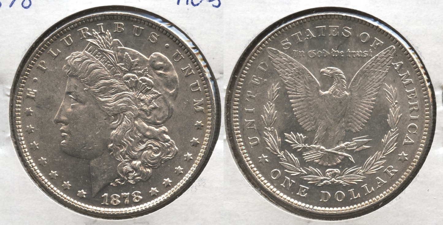 1878 Morgan Silver Dollar 7 over 8 Tailfeathers AU-55