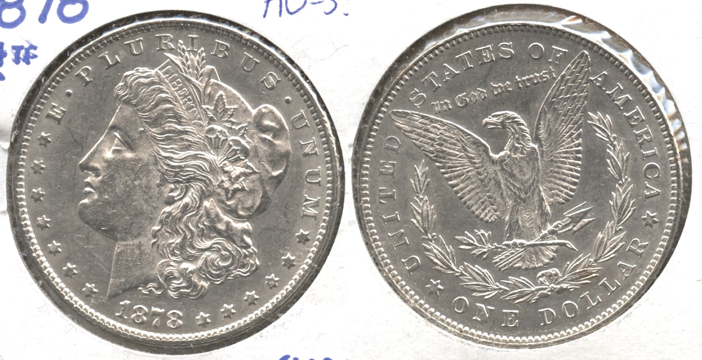 1878 Morgan Silver Dollar 7 over 8 Tailfeathers AU-55 #a