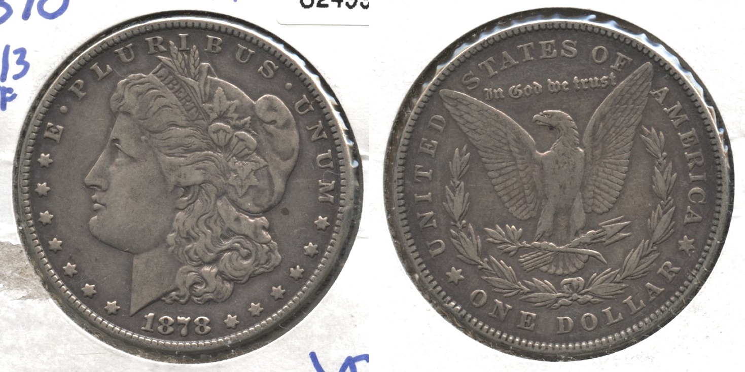 1878 Morgan Silver Dollar 7 over 8 Tailfeathers VF-20