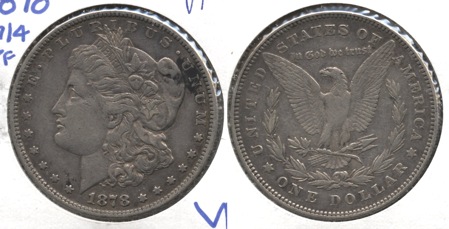 1878 Morgan Silver Dollar 7 over 8 Tailfeathers VF-20 #c