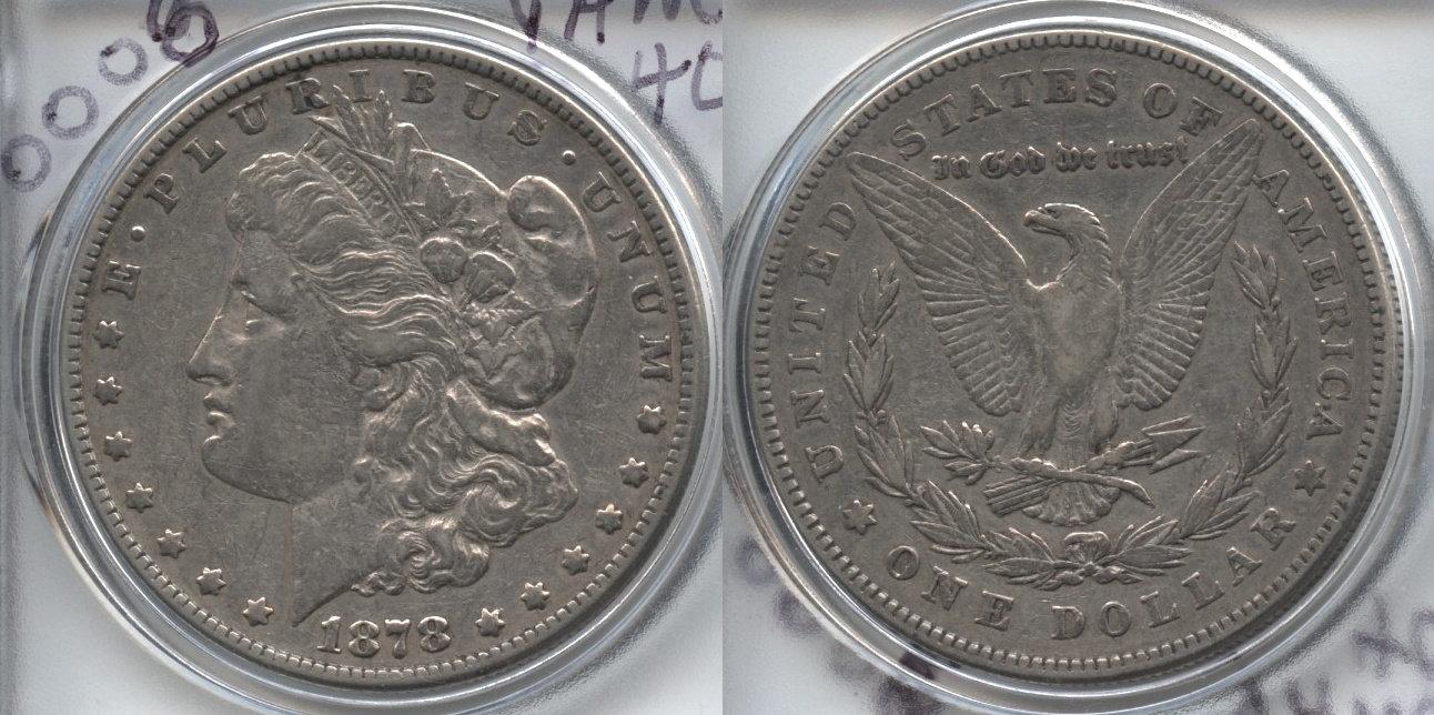 1878 Morgan Silver Dollar 7 over 8 Tailfeathers VF-30 Cleaned VAM-40 Broken N and M