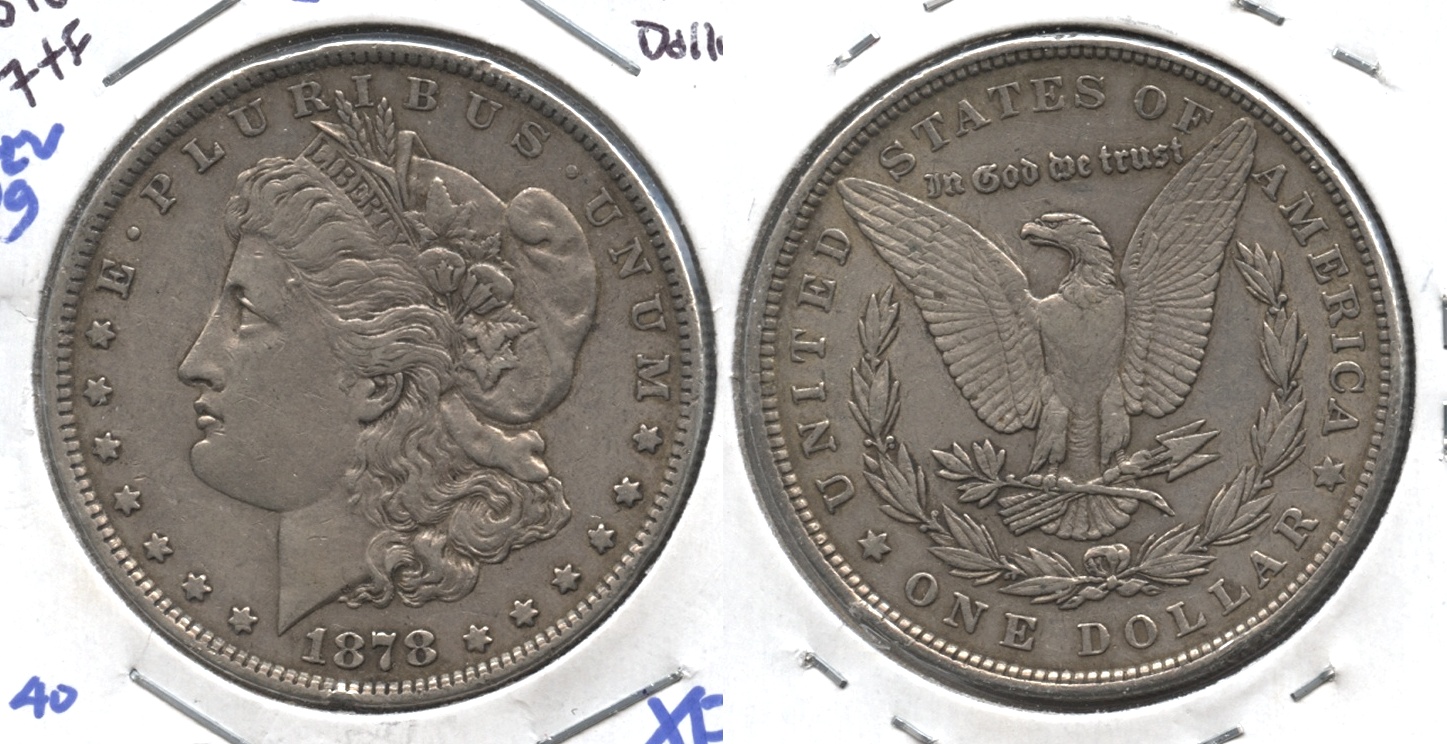 1878 Morgan Silver Dollar 7 Tailfeathers EF-40 #a Reverse of 1879