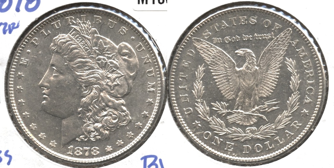 1878 Morgan Silver Dollar 7 Tailfeathers MS-60