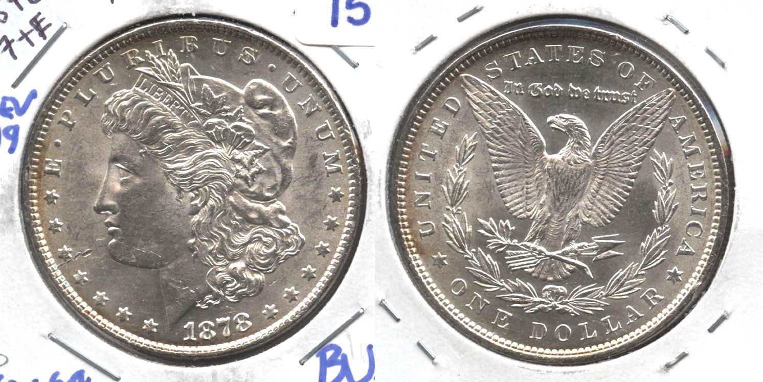 1878 Morgan Silver Dollar 7 Tailfeathers MS-60 #b