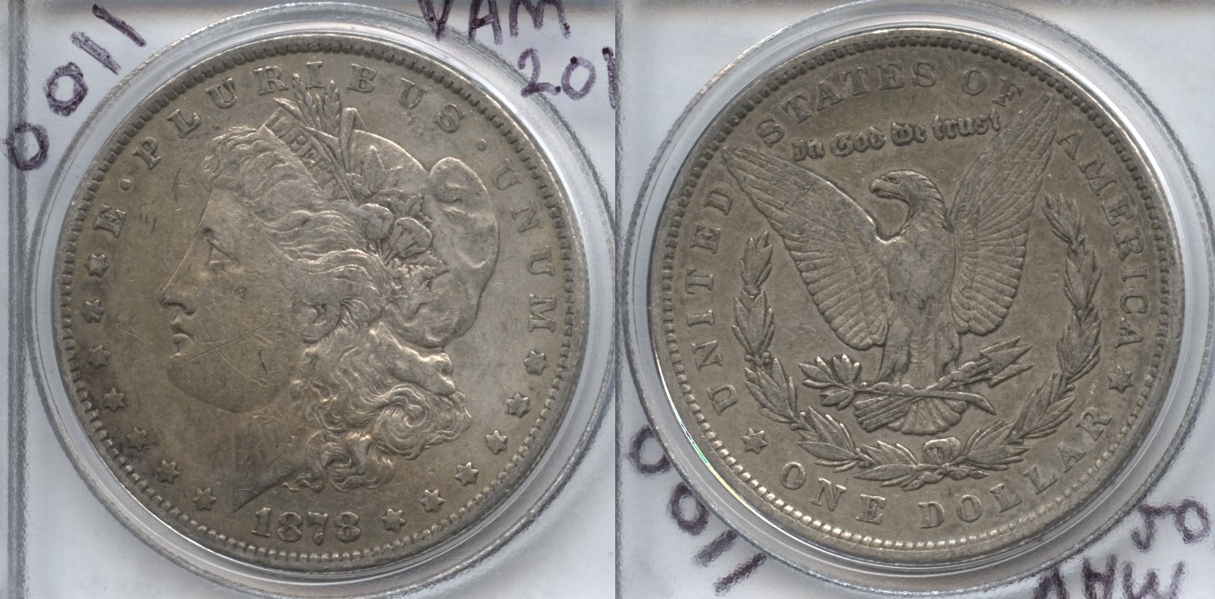 1878 Morgan Silver Dollar 7 Tailfeathers VF-20 Reverse of 1879 VAM-201