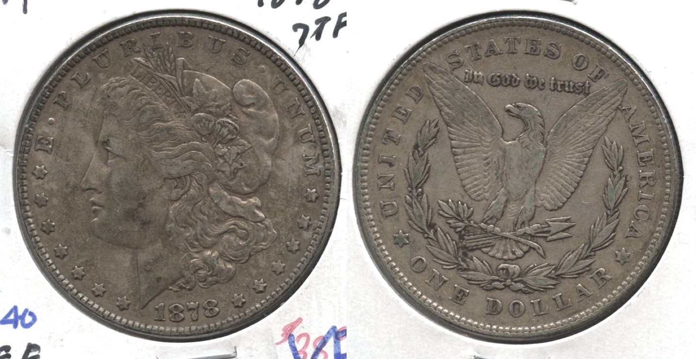 1878 Morgan Silver Dollar 7 Tailfeathers VF-20 #f