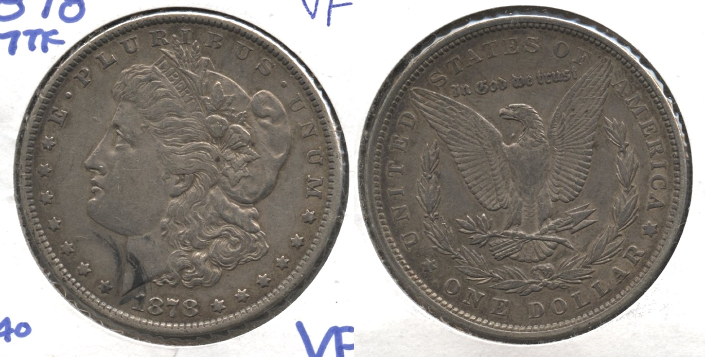 1878 Morgan Silver Dollar 7 Tailfeathers VF-20 #h