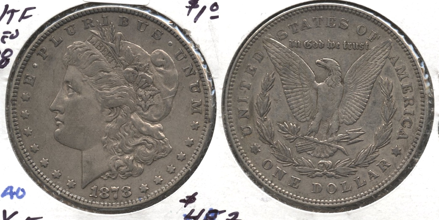 1878 Morgan Silver Dollar 7 Tailfeathers VF-20 #k