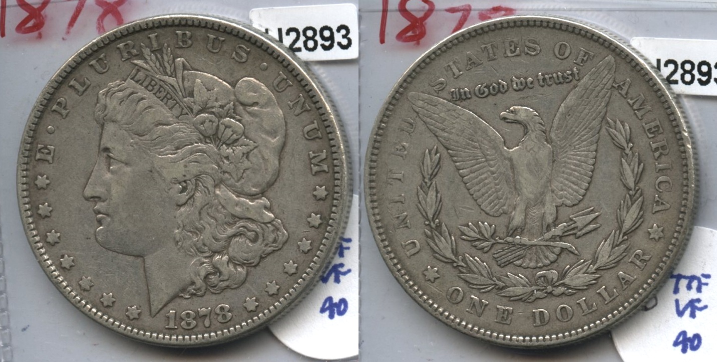 1878 Morgan Silver Dollar 7 Tailfeathers VF-20 #o