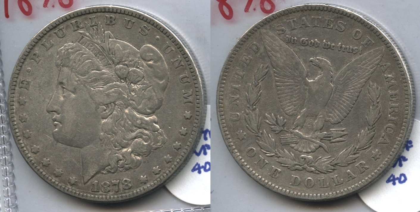 1878 Morgan Silver Dollar 7 Tailfeathers VF-20 #q